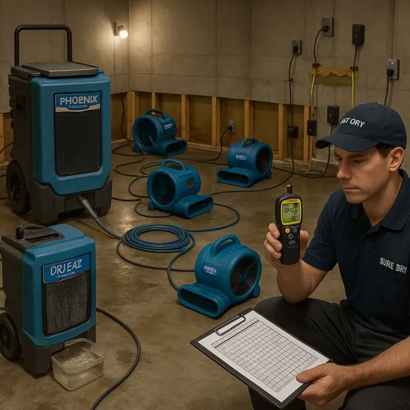 Structural Drying and Dehumidification process in Thurmond, NC